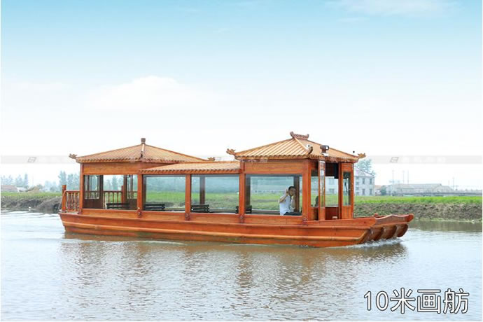 廠家直銷大型仿古電動觀光游船 餐飲船 公園景區畫舫木船